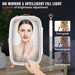 Vevor Mini Fridge For Bedroom, 6L Luxury Skin Care Fridges With Mirror And LED Light, AC DC Cosmetic Fridge For Office Dorm Car, Small Makeup Refrigerator For Beauty Face Mask Beverage Chill, White