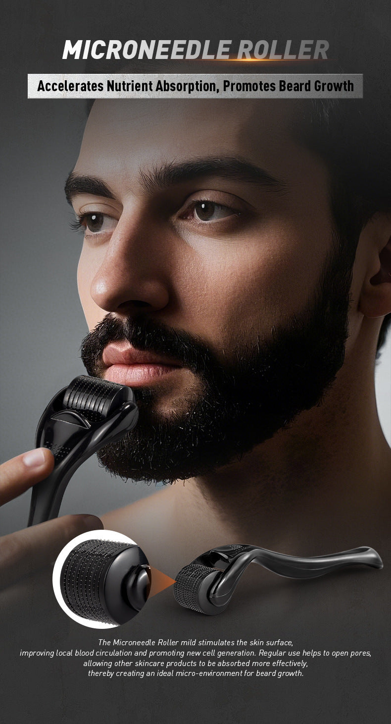 Beard Growth Hair Treatment Value Set Oil Microneedle Roller Suit
