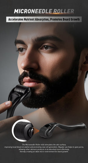Beard Growth Hair Treatment Value Set Oil Microneedle Roller Suit