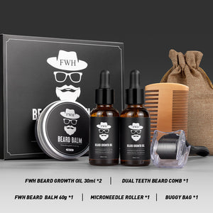 Beard Growth Hair Treatment Value Set Oil Microneedle Roller Suit